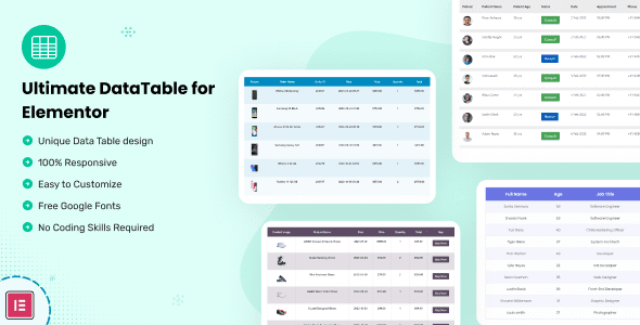 Datalentor 1.0.3 – Advanced DataTable for Elementor