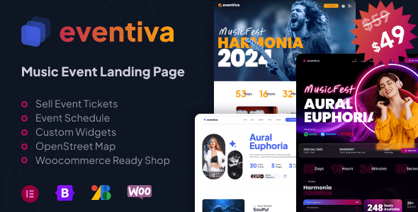 Eventiva 1.1.2 – Music & Bands Events Landing Page WordPress Theme