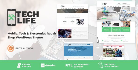 TechLife 15.6 – Mobile, Tech & Electronics Repair Shop WordPress Theme