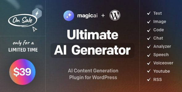 MagicAI for WordPress 1.4 – AI Text, Image, Chat, Code, and Voice Generator