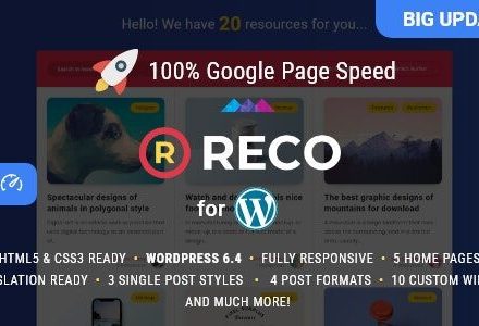 Reco 5.1.0 – Minimal Lightweight AMP Theme for Freebies