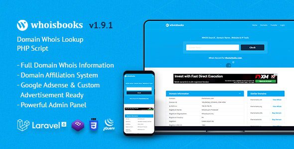 WhoisBooks 1.9.1 – Domain Whois Lookup PHP Script