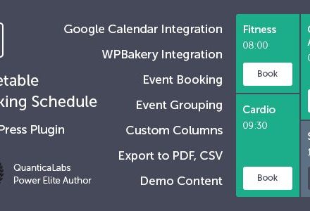 Download Timetable Booking Schedule WordPress Plugin to create and manage booking schedules for appointments, classes, or events. Display timetables, accept reservations, and streamline bookings effortlessly.